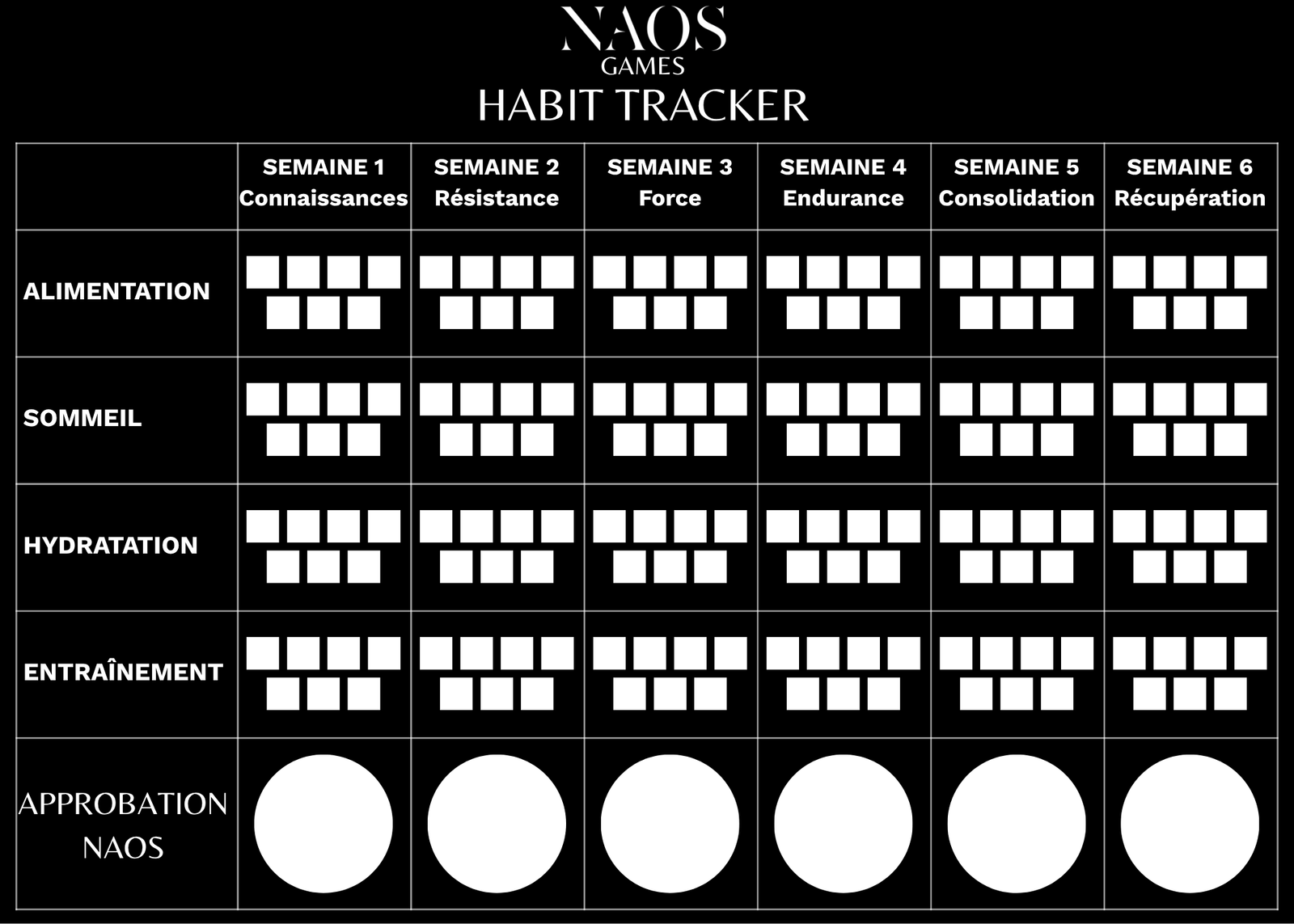 Naos Games — Winter Arc La carte Winter Arc pour suivre ses habitudes quotidiennes